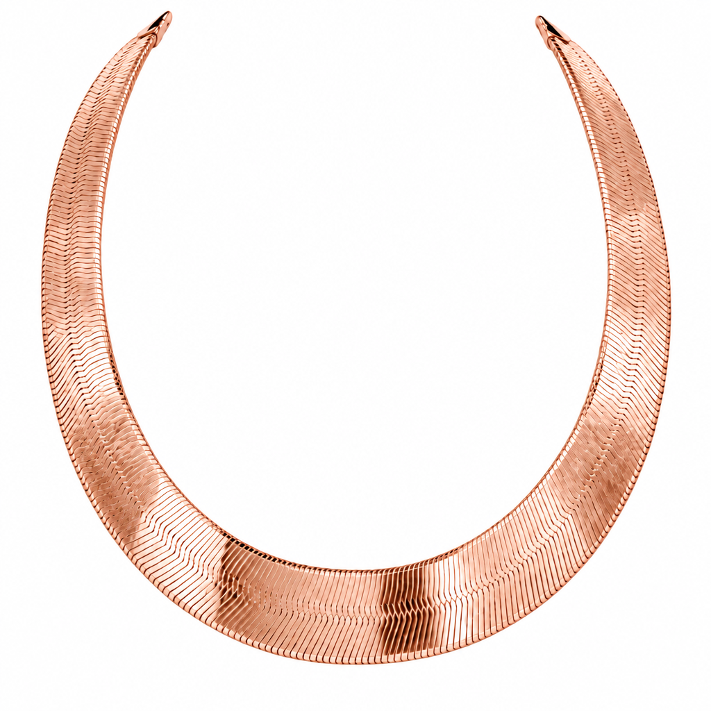 Rose Gold Plated Sterling Silver Herringbone Chain, angled view