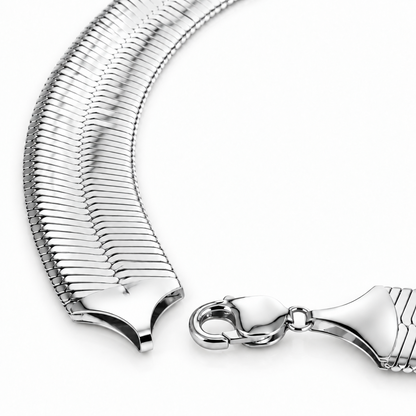 925 Sterling Silver Herringbone Bracelet, detail view
